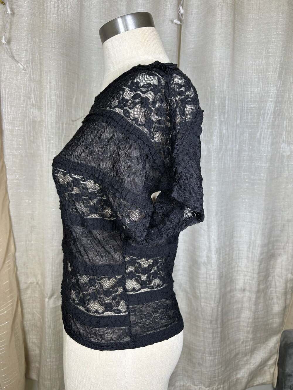 Staring at Stars Black Lace Short Sleeve Top